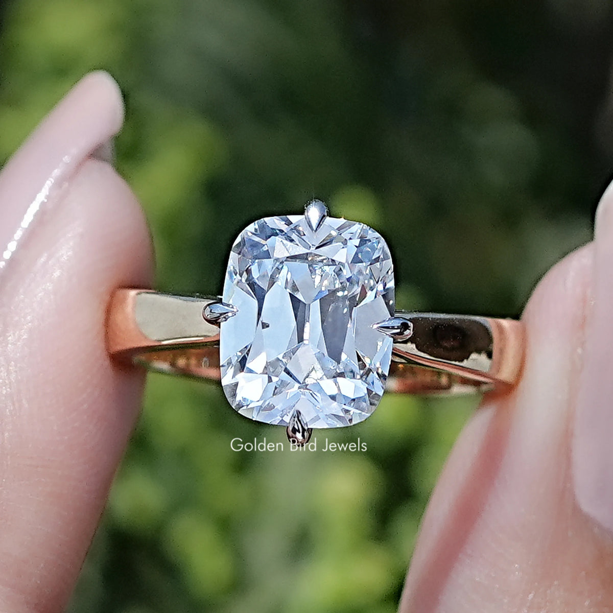 Old Mine Cushion Lab Diamond Engagement Ring