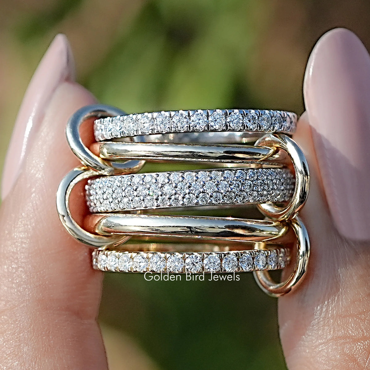 Round Cut Lab Diamond Interlinked Wedding Band
