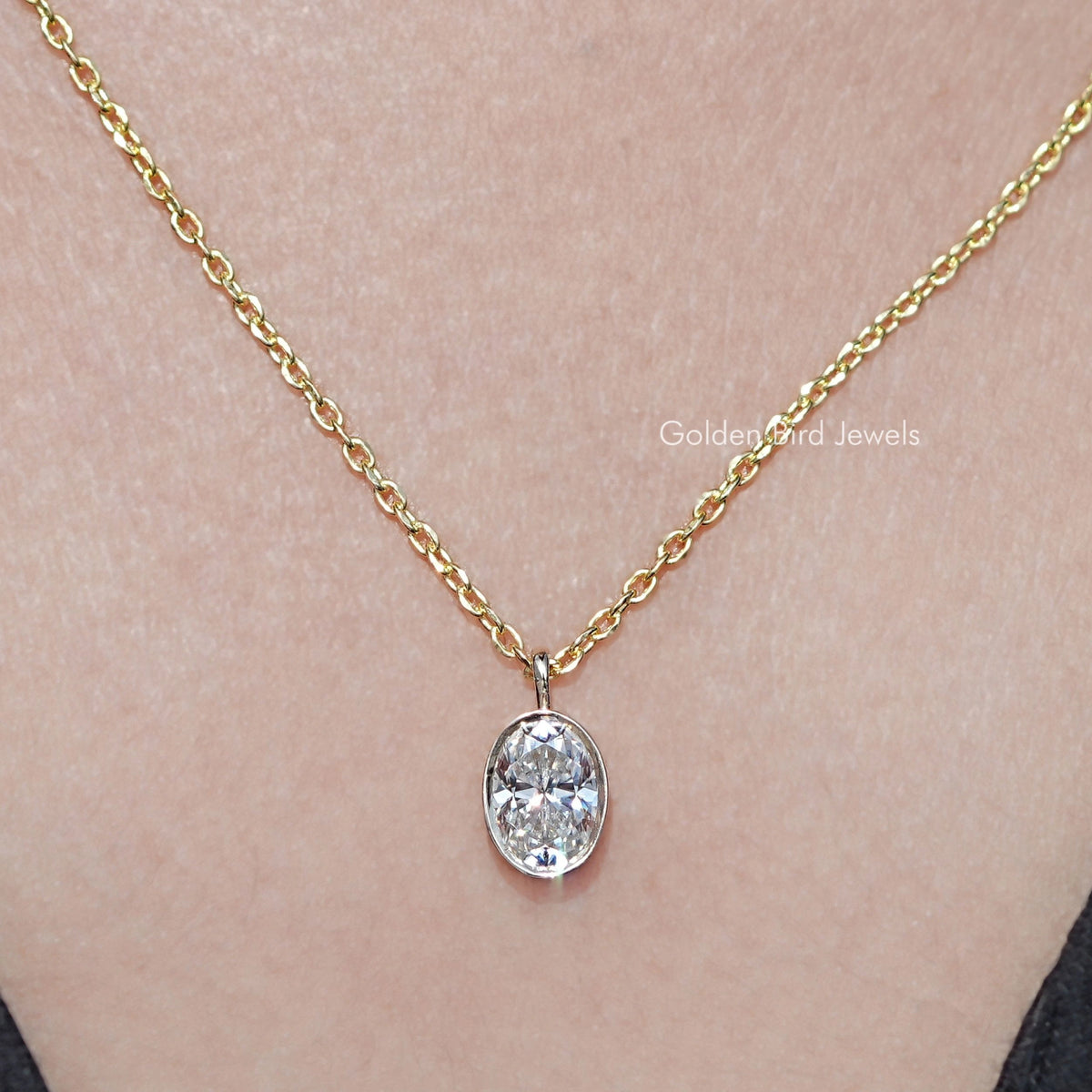 2.0 Ct Round Brilliant Cut GRA Moissanite Pendant 18in Chain Solid 14k Yellow Gold NEW