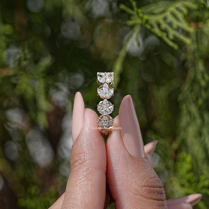 Marquise Lab Diamond Dainty Wedding Band