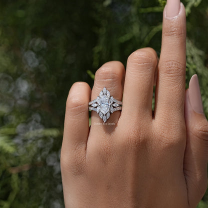 Step Cut Marquise Moissanite Engagement Ring