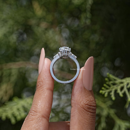 Step Cut Marquise Moissanite Engagement Ring