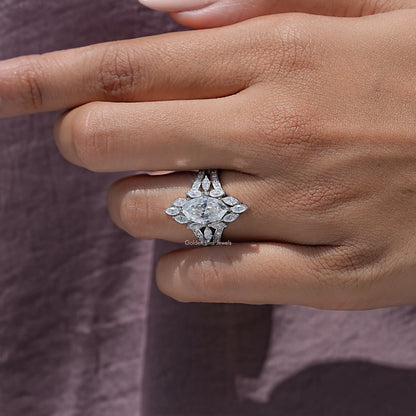 Step Cut Marquise Moissanite Engagement Ring