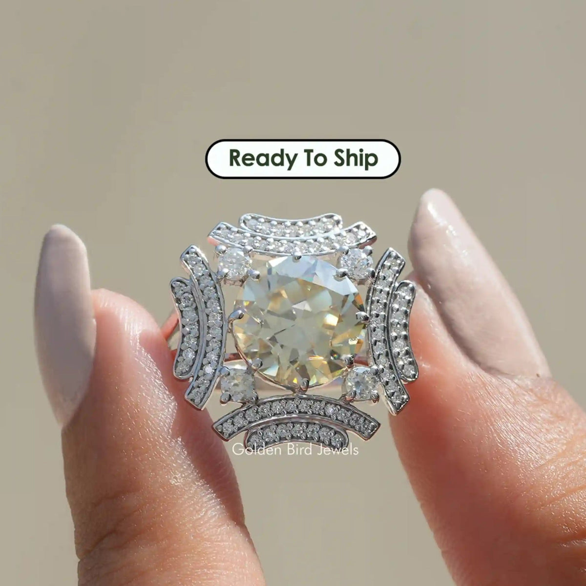 Old European Round Cut Moissanite Ring