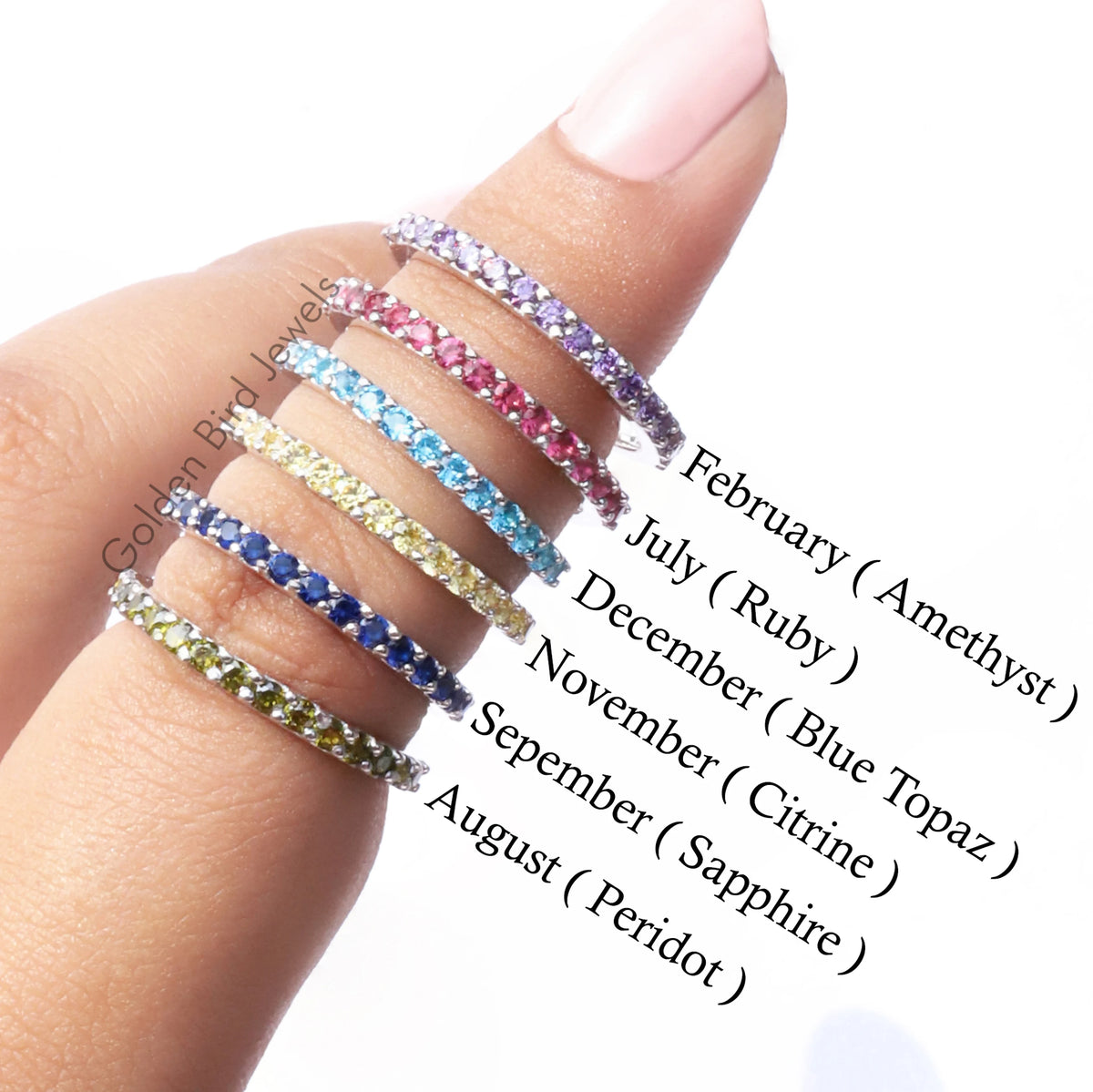 Round Gemstone Multicolor Half Eternity Band
