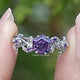 Purple Amethyst Hexagon Cut Leaf Engagement Ring