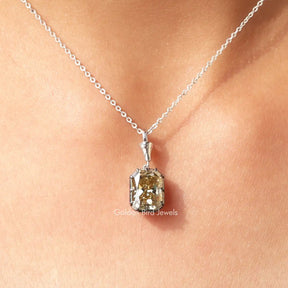 Yellow Radiant Moissanite Solitaire Pendant