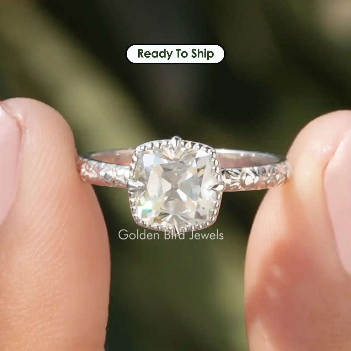 Peruzzi Cut Moissanite Solitaire Ring