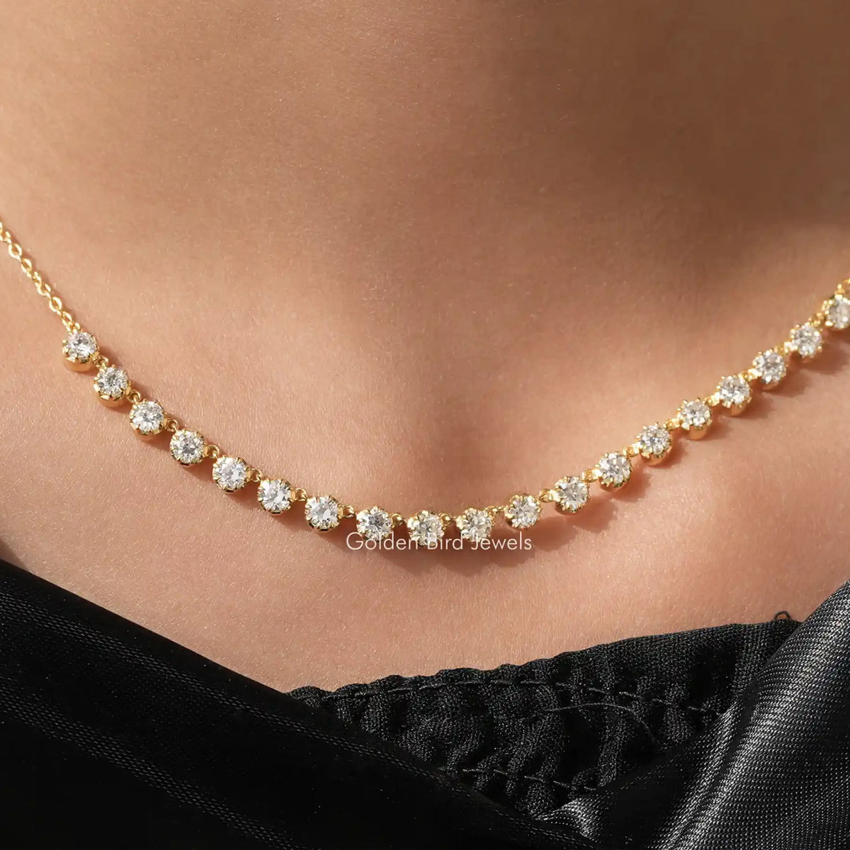 Old European Round Cut Moissanite Necklace
