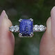 Blue Emerald Cut Gemstone Engagement Ring