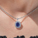 Blue Sapphire Oval Cut Gemstone Halo Pendant