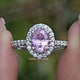 Tourmaline Pink Oval Gemstone Halo Accent Ring
