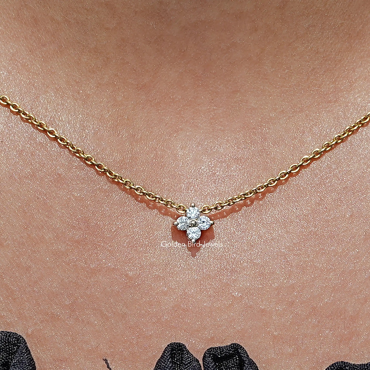 Round Cut Lab Grown Flower Diamond Pendant