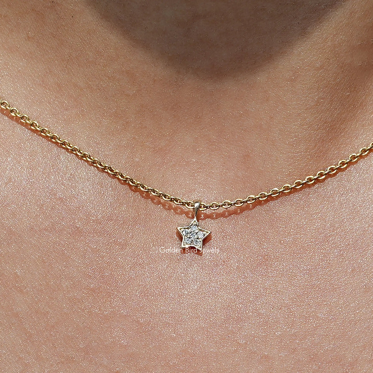 Star Shape Round Lab Diamond Pave Set Pendant