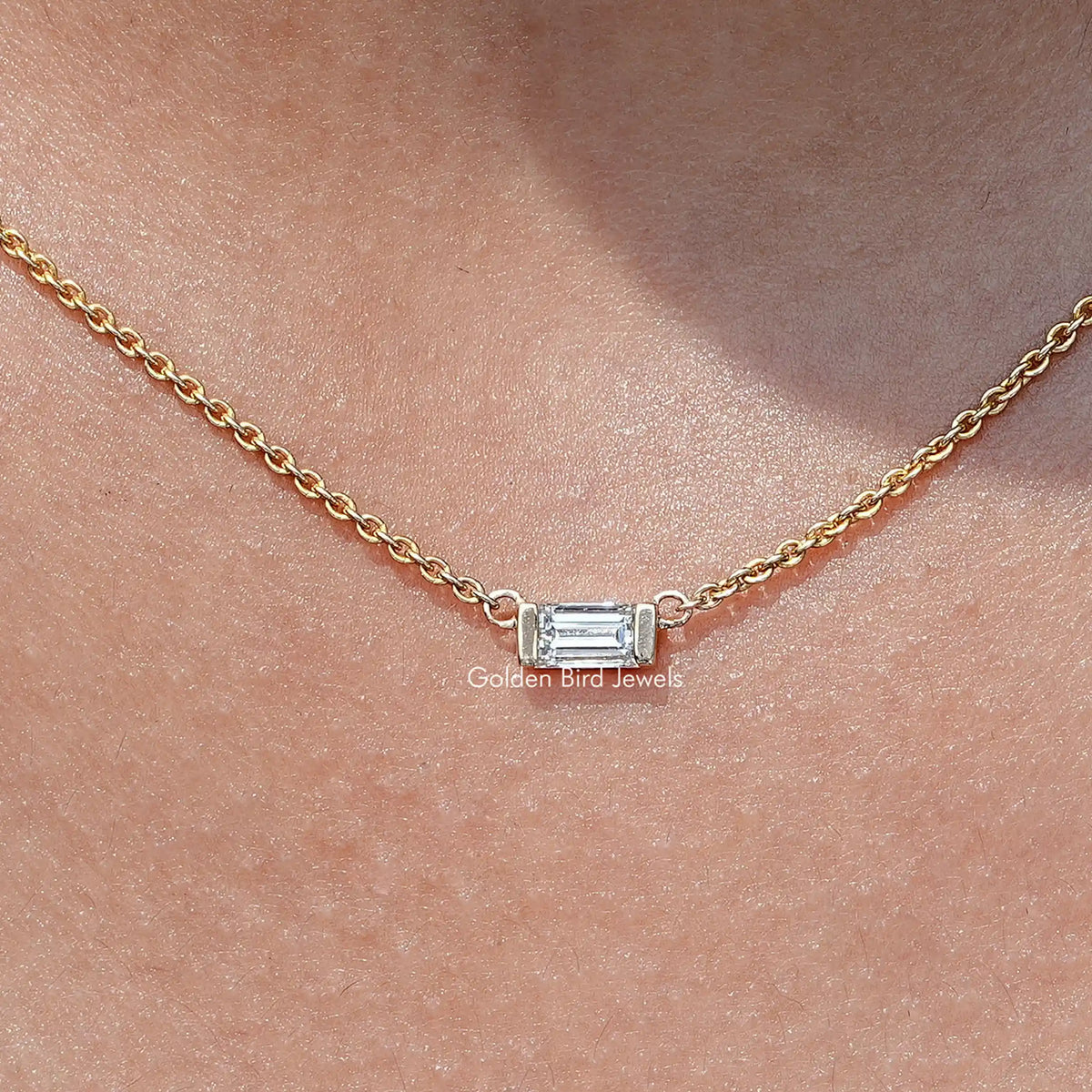 East West Baguette Cut Lab Diamond Pendant