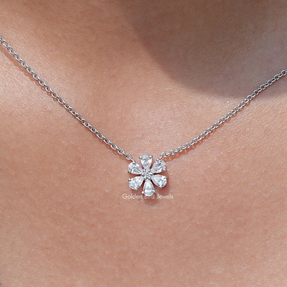 Pear Shaped Lab Diamond Flower Pendant
