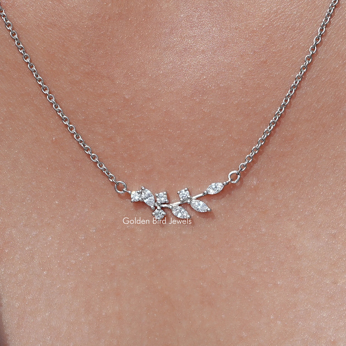 Marquise Cut Lab Diamond Leaf Pendant