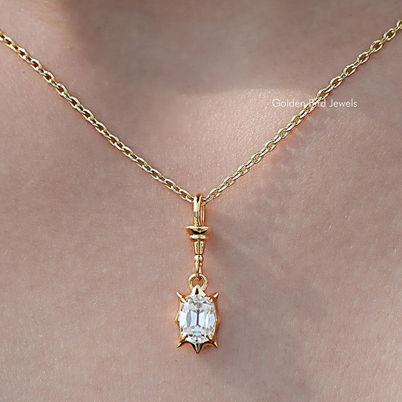 Colorless Old Mine Cut Cushion Moissanite Pendant