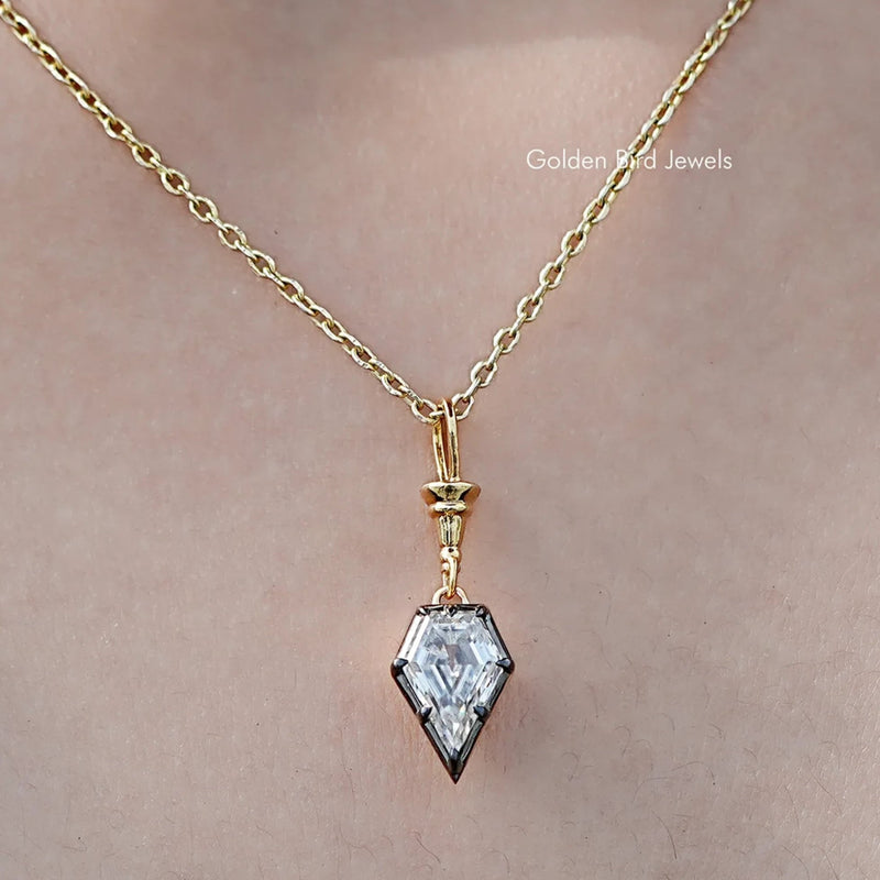 Old Mine Shield Cut Moissanite Pendant