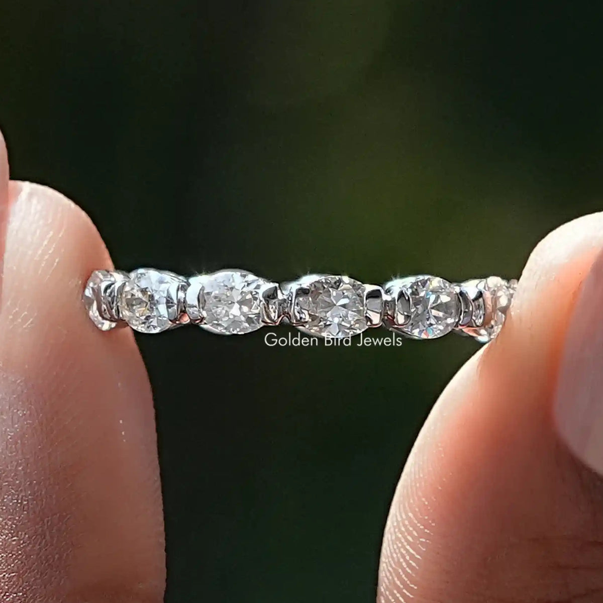 Baguette Cut Moissanite Half Eternity Band