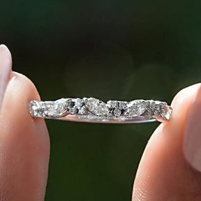Marquise And Round Lab Diamond Half Eternity Band