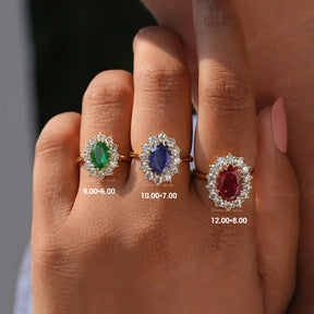 Oval Gemstone Halo Engagement Ring