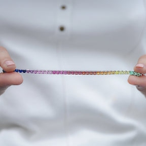 Gradient Multi Color Asscher Gemstone Tennis Bracelet