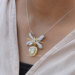 View of moissanite pendant for women