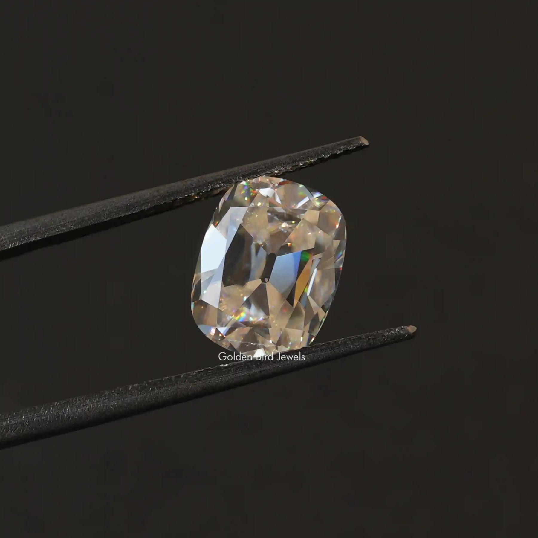 [This near colorless old mine cushion cut loose stone made of vvs clarity]-[Golden Bird Jewels]