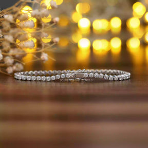 Back view of moissanite round cut bracelet