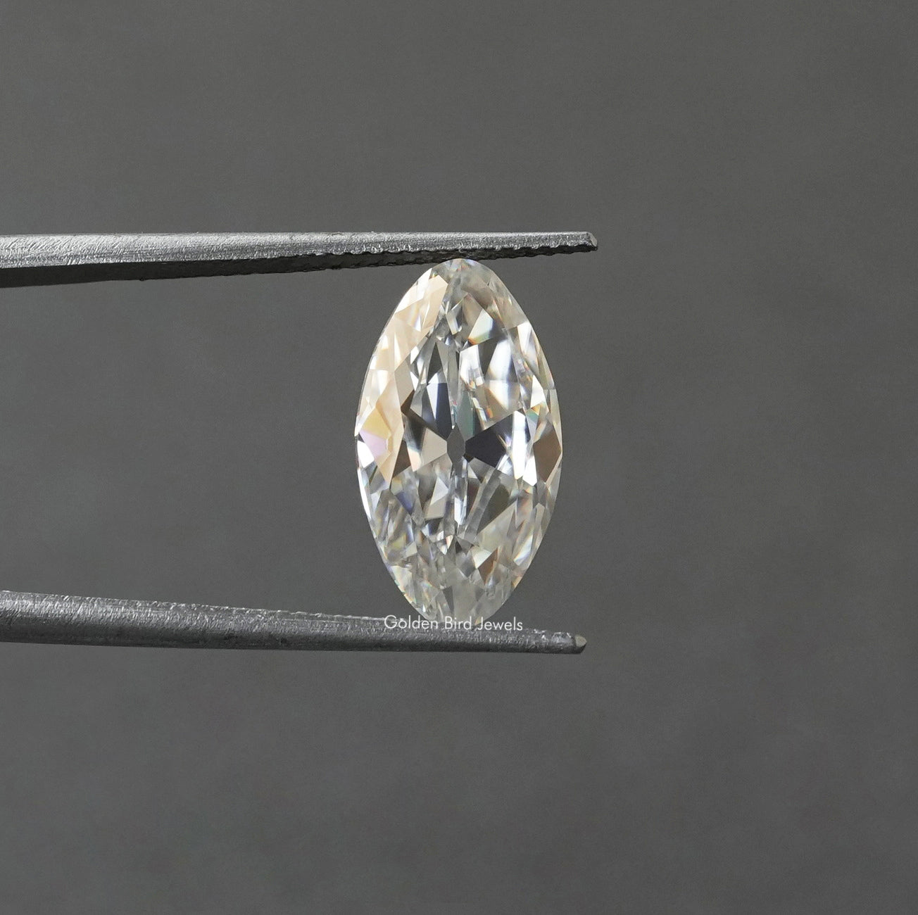 [Front view of old mine moval cut moissanite loose stone]-[Golden Bird Jewels]