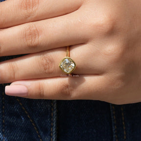 Old Mine Cushion Cut Moissanite Ring In Yellow Gold