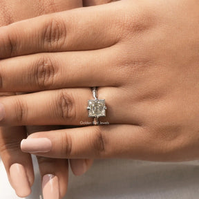 [Prong Set Princess Cut Moissanite Engagement Ring]-[Golden Bird Jewels]