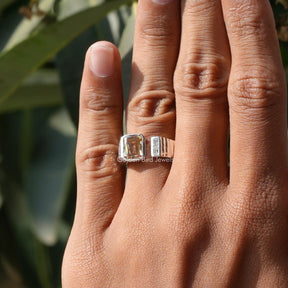Moissanite Criss Cut And Baguette Cut Toi Et Moi Ring In White Gold
