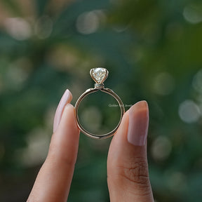 Back View of Old Mine Marquise Moissanite Solitaire Ring In two fingers