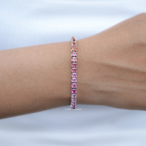 Gradient Multi Color Asscher Gemstone Tennis Bracelet
