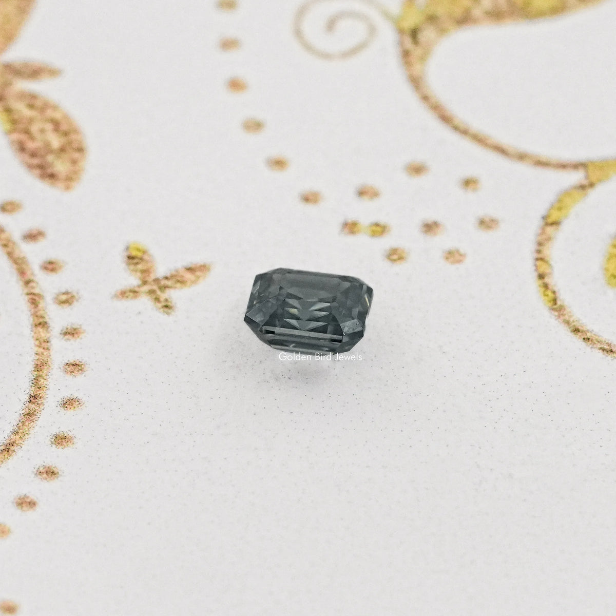 Gray Asscher Cut Moissanite Stone