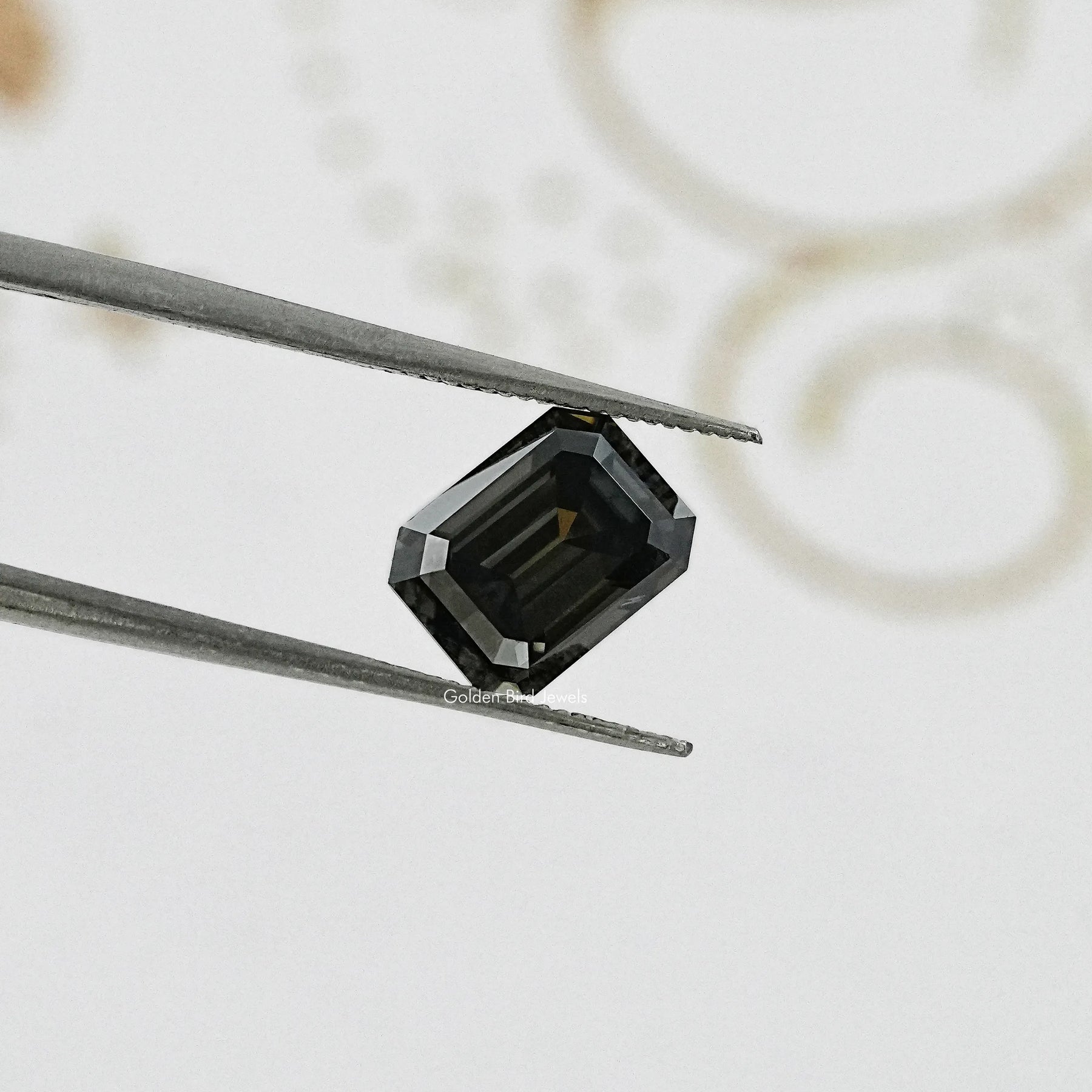 Gray Emerald Cut Moissanite Stone