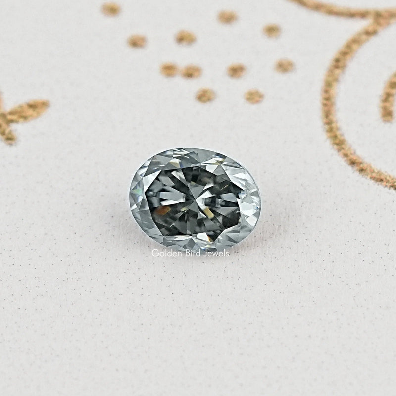 Gray Oval Cut Loose Moissanite Stone