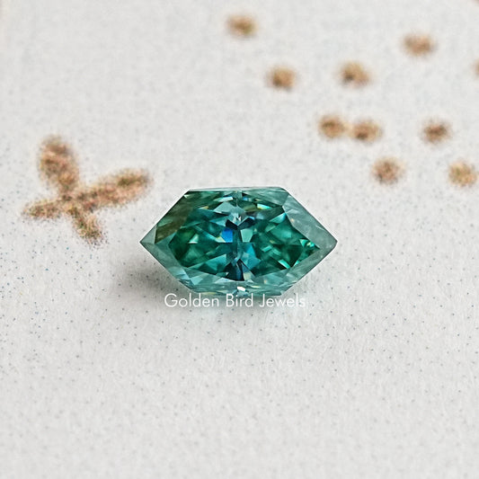 Blue Green Dutch Marquise Moissanite Gemstone