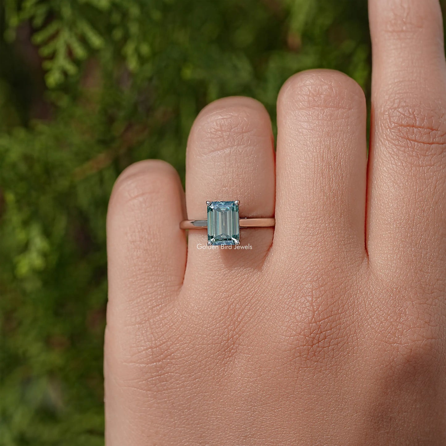 Emerald Cut Moissanite Solitaire Ring