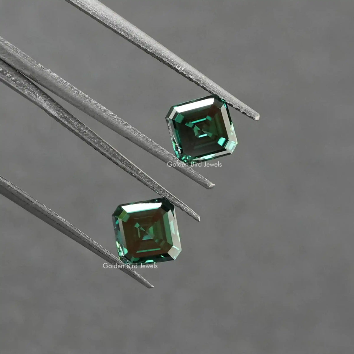 Twizer view of Asscher Cut Loose Moissanite Stone