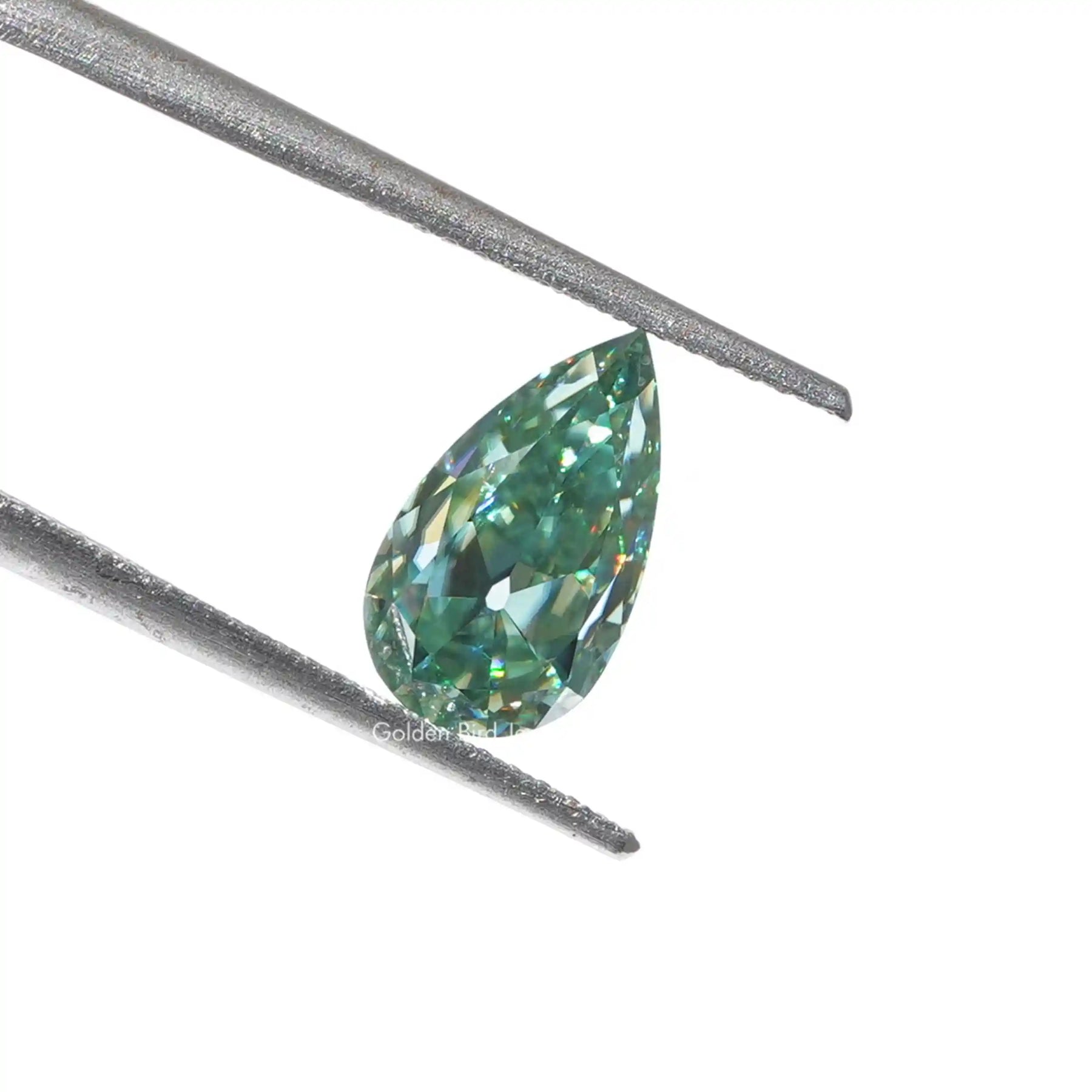 [Pear cut loose moissanite crafted with blue green color]-[Golden Bird Jewels]