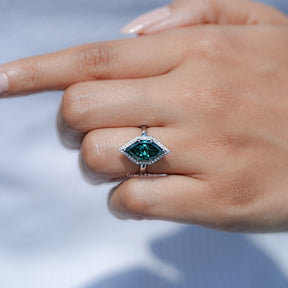 Dutch Marquise Moissanite Halo Engagement Ring