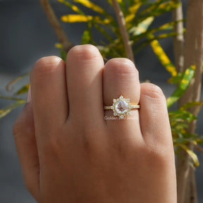 [This moissanite wedding round cut ring made of 14k yellow gold] -[Golden Bird Jewels]