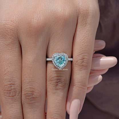 Heart Cut Blue Gemstone Accent Wedding Ring