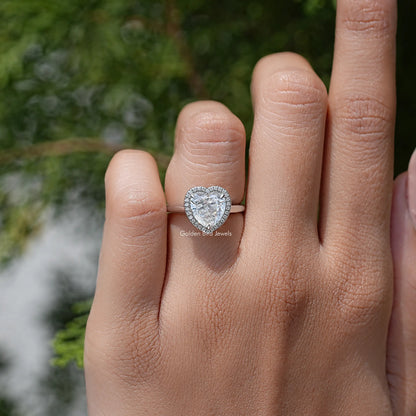 Heart Cut Moissanite Diamond Halo Anniversary Ring