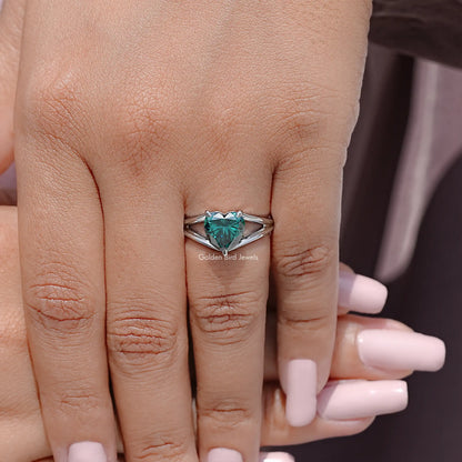 Heart Cut Moissanite Gemstone Split Shank Wedding Ring