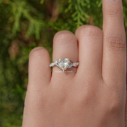 Heart & Marquise Moissanite Diamond Floral Wedding Ring