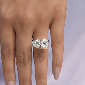 View of Old Mine Cushion Moissanite Toi Et Moi Ring In White Gold